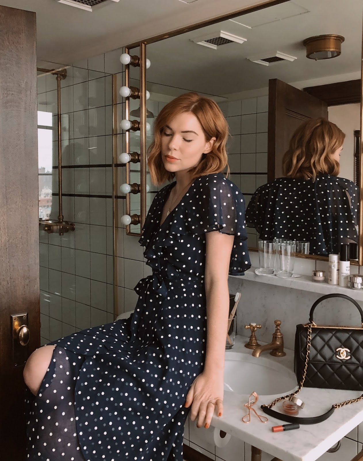 Chanel polka hot sale dot dress